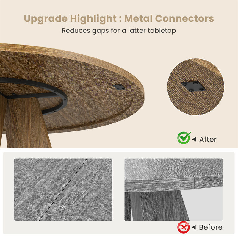 47" Modern Wood Round Dining Table with Sturdy Metal Base image number 5