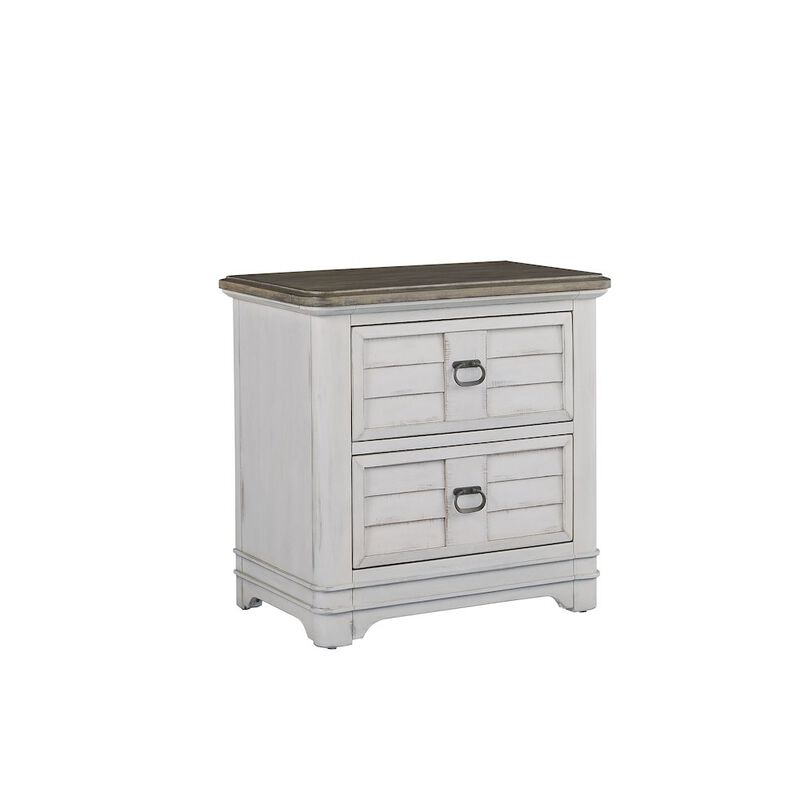 American Woodcrafters Meadowbrook 2-Drawer Nightstand - Whitewash - Sand Top