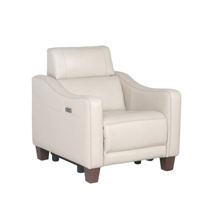 Dual-Power Recliner: Transitional Design, Top Grain Leather, Wall-Saver Mechanism, Comfort in Ivory