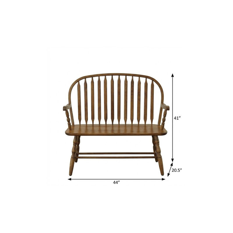 HomeRoots 44" Wood Windsor Spindle Back Bench image number 5