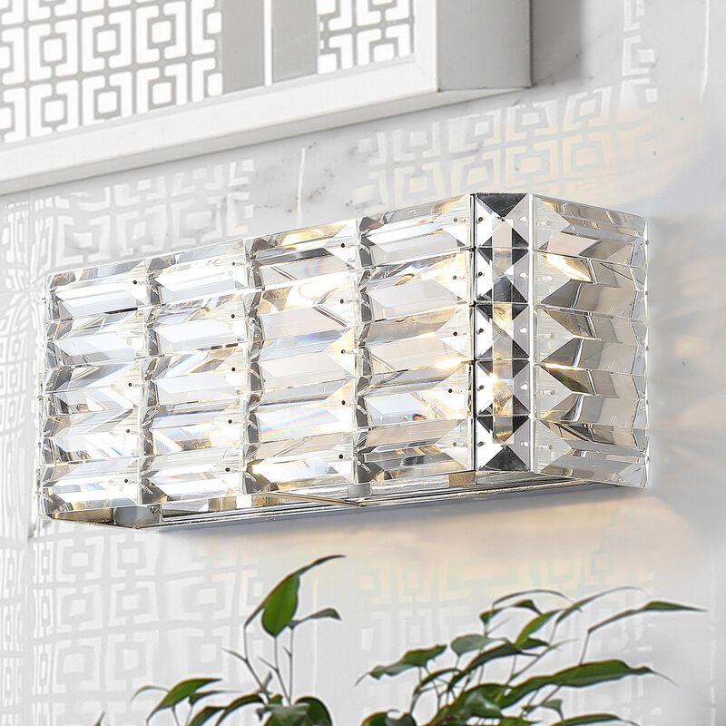 Evelyn Crystal Rectangle Ironcrystal Glam Modern LED Vanity Light