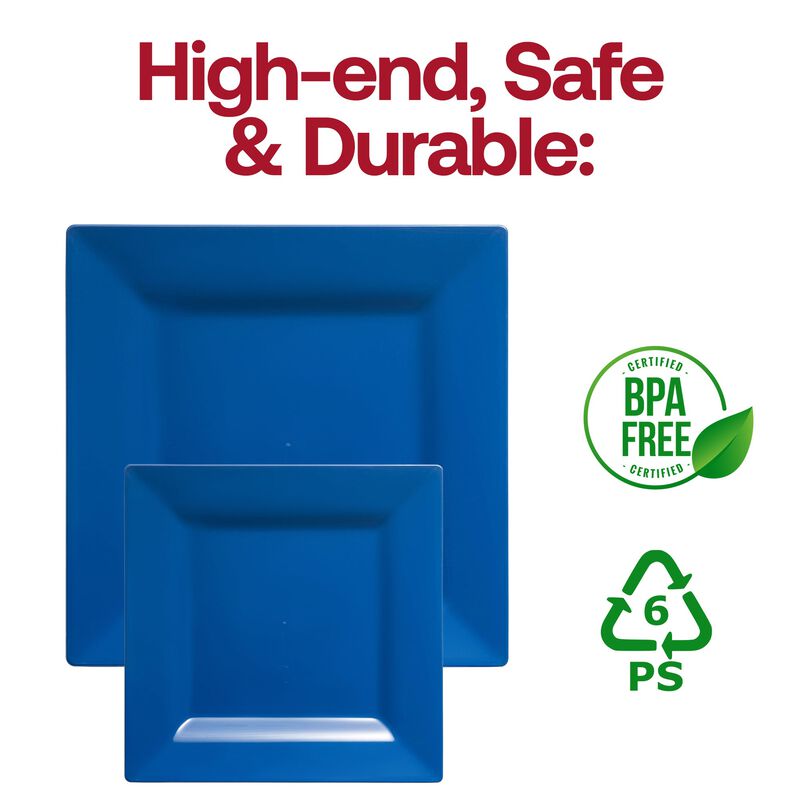 Midnight Blue Square Plastic Dinnerware Value Set (40 Sets) image number 5