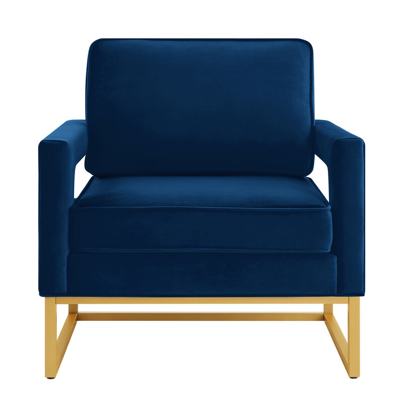 Merax Modern Velvet Accent Chair with Gold Metal Base