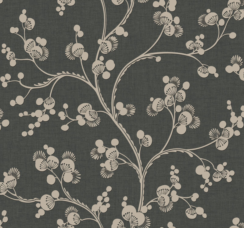 Dahlia Trail Black & Taupe Wallpaper image number 0