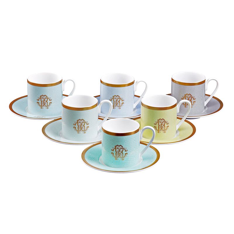 Coffee Cup & Saucer LIZZARD Set of 121 Steel diam. 2.36", H 2.4" image number 0