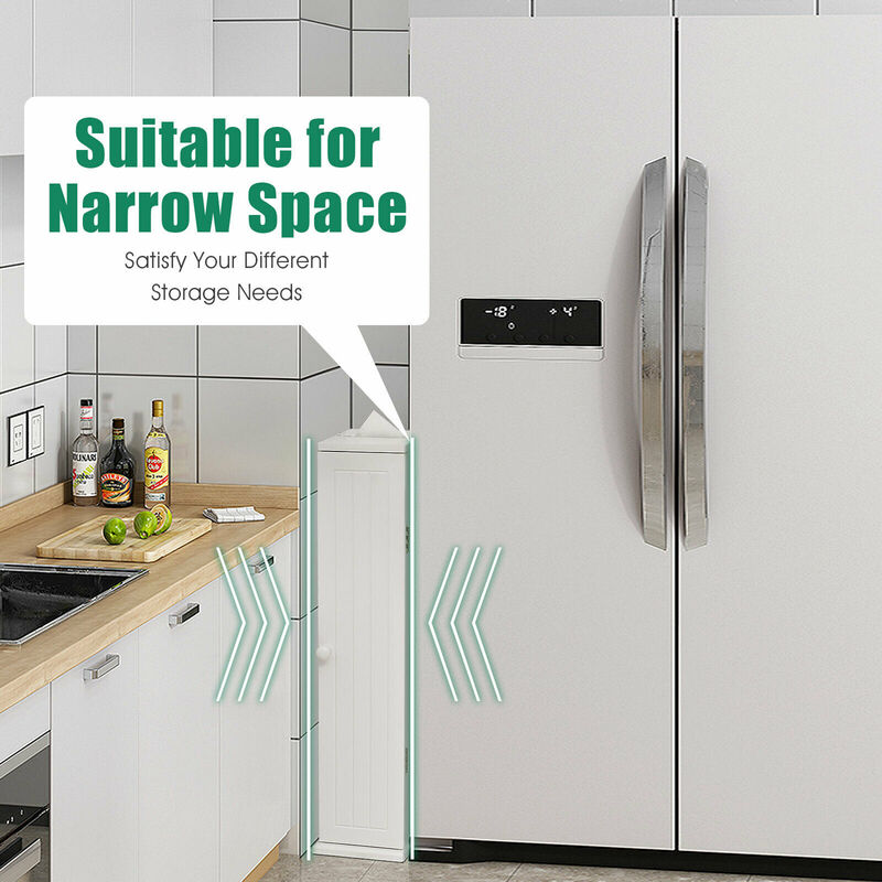 Costway Toilet Tissue Storage Tower Bathroom Storage Floor Cabinet w/ 4 Shelves