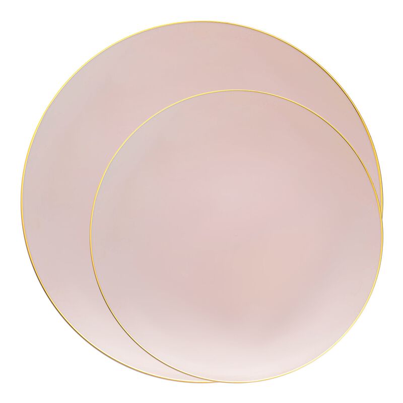 Pink with Gold Organic Round Plastic Dinnerware Value Set (40 Sets) image number 0
