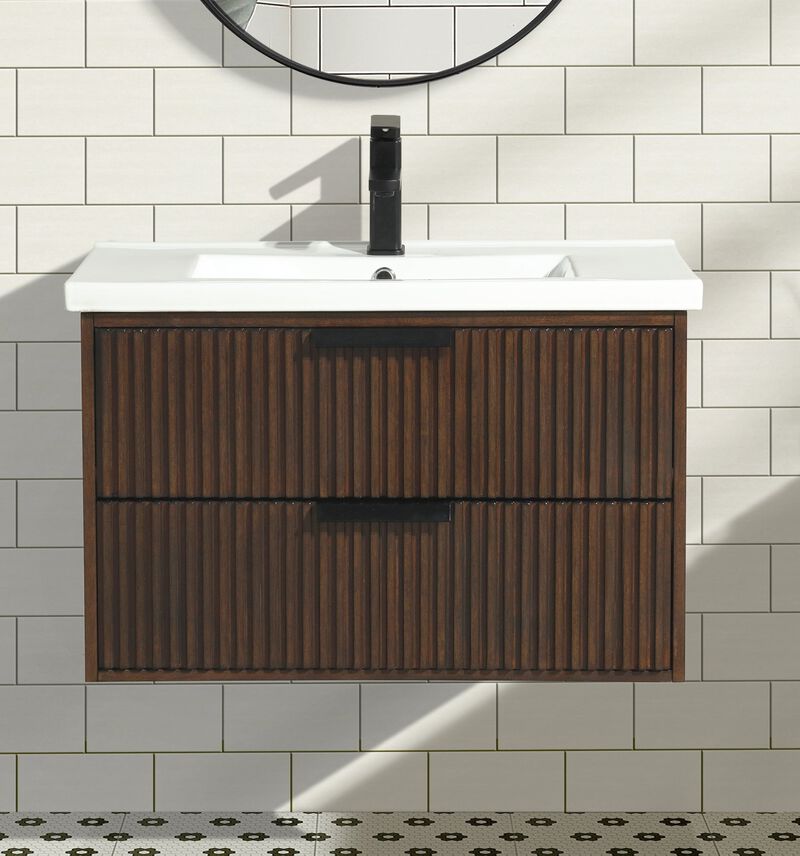 Diego 30" Floating Bathroom Vanity Walnut image number 9