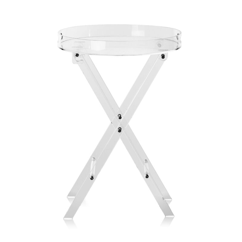 Modern Clear Acrylic Tray Table with Folding X Frame Legs image number 2