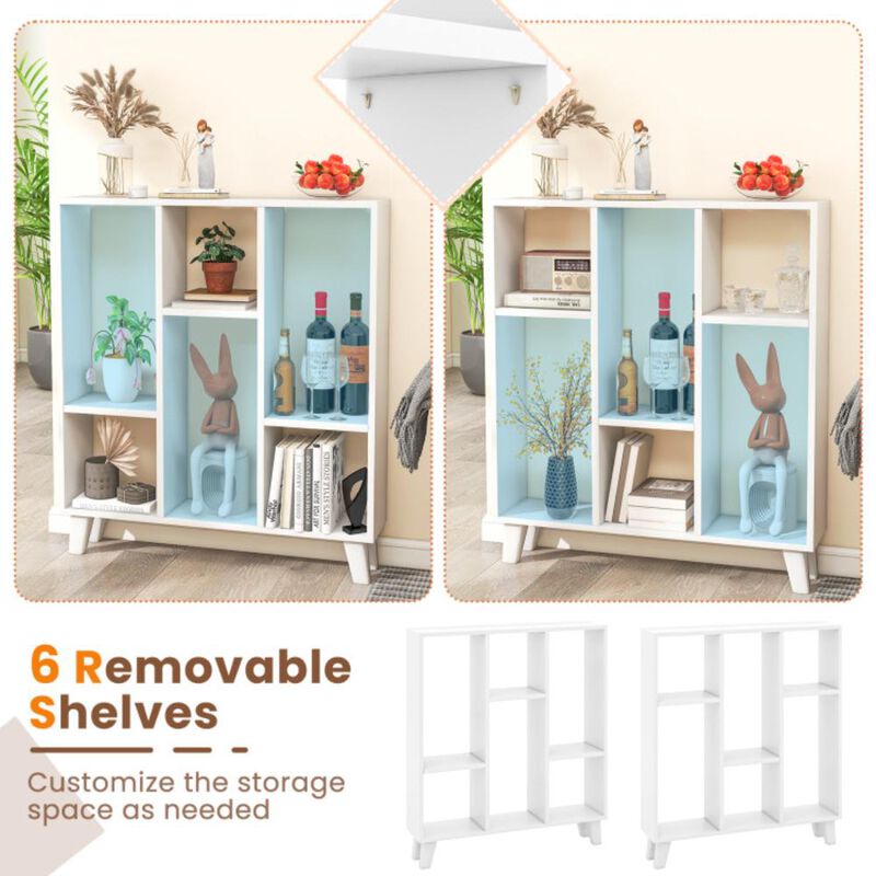 Hivvago 9-Cube Bookcase with 6 Removable Shelves and Raised Support Feet