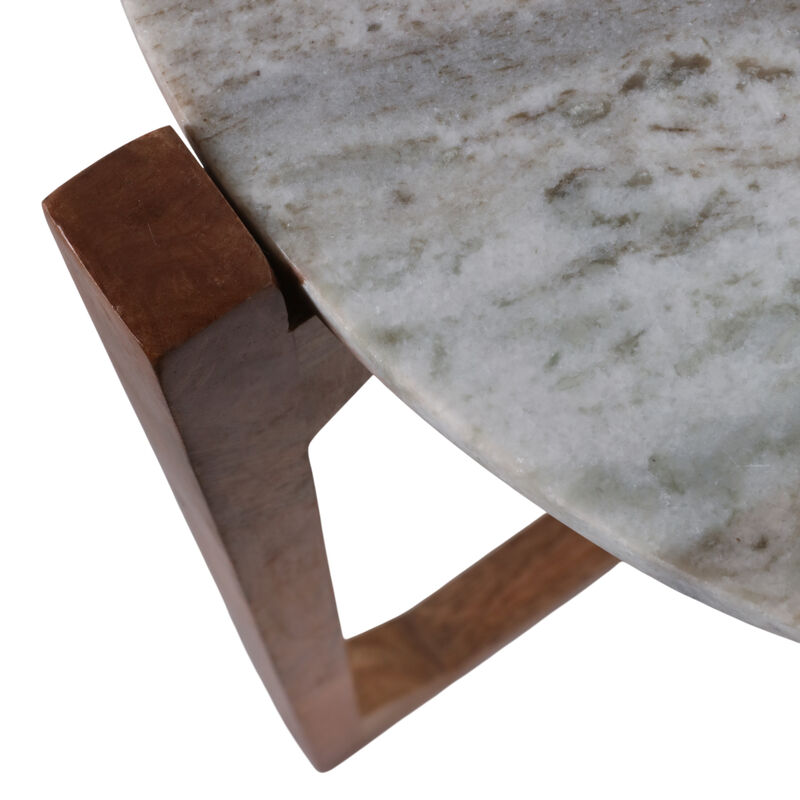 Modern Wood & Marble Accent Table image number 4