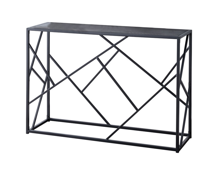 Kings Brand Furniture Macon Modern Console Sofa Table, Black Metal Frame & Gray Wood - Perfect for Entryways and Living Rooms