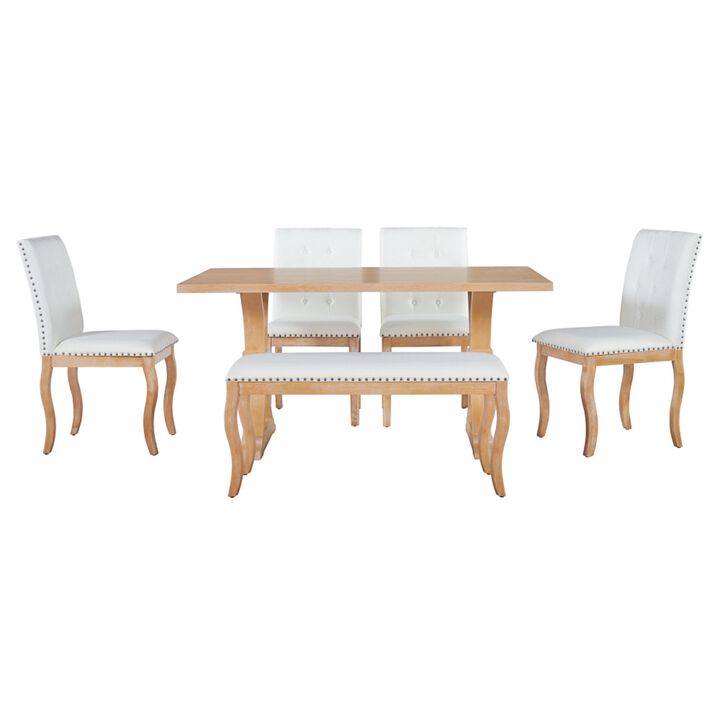 Lilsli 6‑Piece Farmhouse Dining Table Set