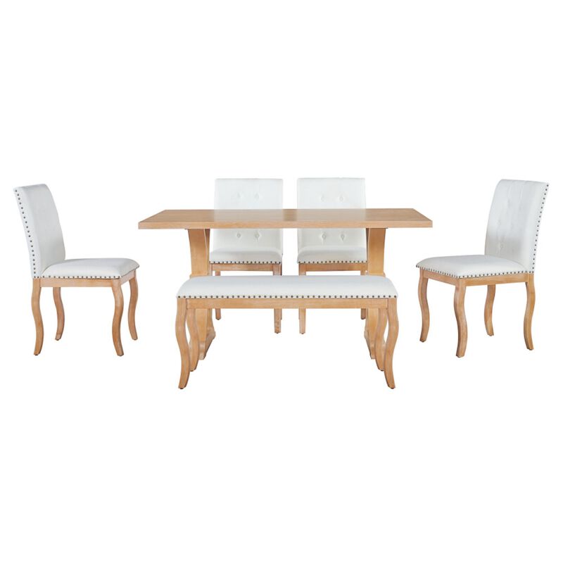 Lilsli 6‑Piece Farmhouse Dining Table Set image number 0