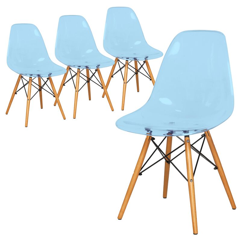 LeisureMod Dover Plastic Molded Dining Side Chair, Set of 4
