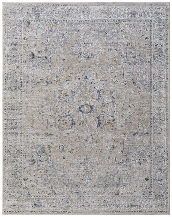 HomeRoots Oriental Power Loom Worn Faded Area Rug With Fringe