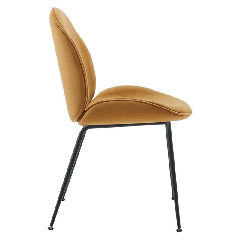 Modway EEI-4635-COG Scoop Black Powder Coated Steel Leg Performance Velvet Dining Chairs - Set of 2, Cognac image number 4