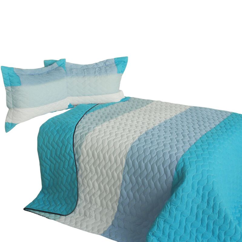Cozy 3 Piece Quilt Set with Vermicelli Quilting, Reversible Soft Bedding for Bedroom Decor-Blue image number 1
