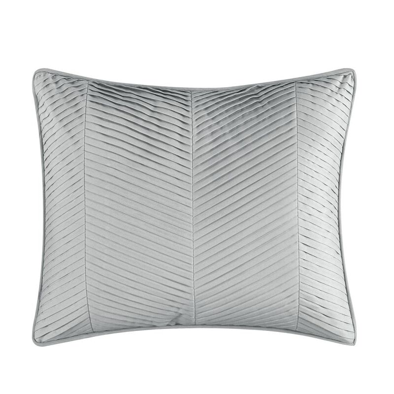 Chic Home Meredith Comforter Set Plush Ribbed Chevron Design Bedding Grey, King