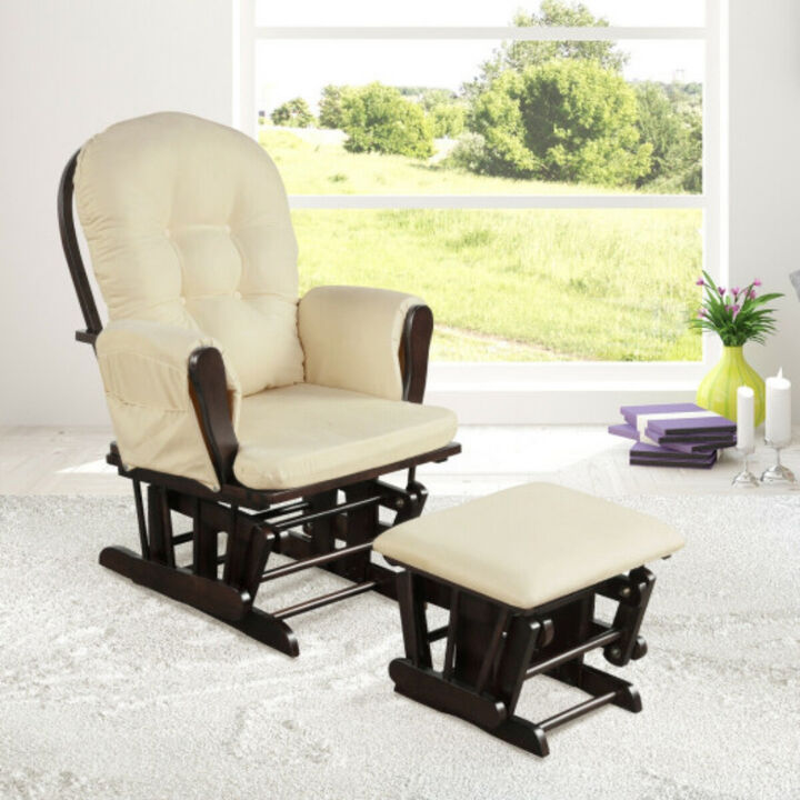 Baby Nursery Relax Rocker Rocking Chair Glider and Ottoman Set