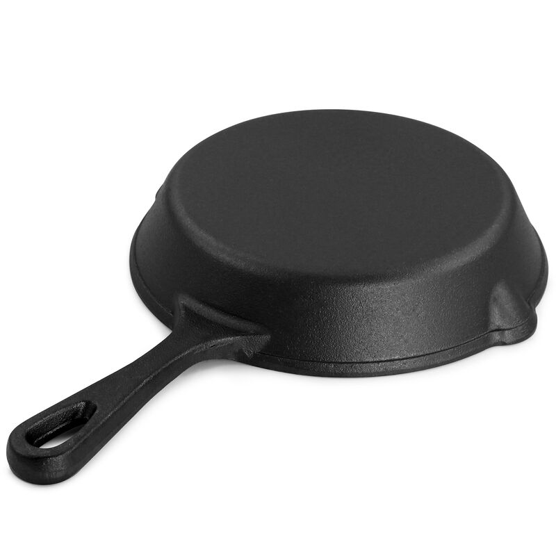 MegaChef 8 Inch Round Preseasoned Cast Iron Frying Pan in Black
