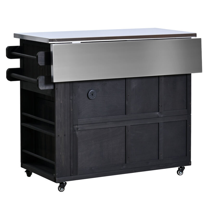 Japtef Outdoor Solid Wood Extendable Kitchen Island image number 7