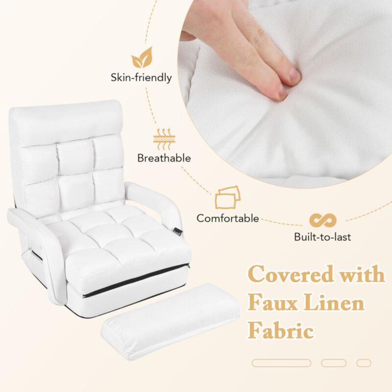 Hivvago Folding Lazy Floor Chair Sofa with Armrests and Pillow