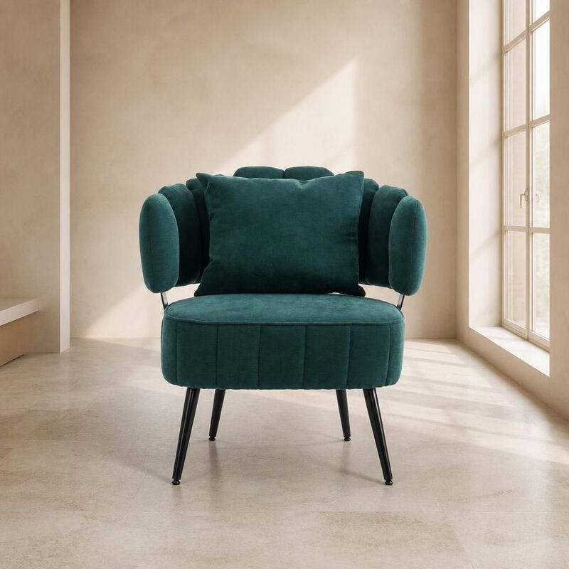 GOODSILO Compact tub accent armchair with pocket coil support, soft chenille upholstery, ideal for small spaces and reading nooks image number 3