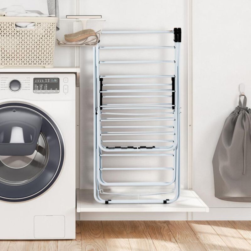 Hivvago 2-Level Foldable Clothes Drying Rack with Adjustable Gullwing