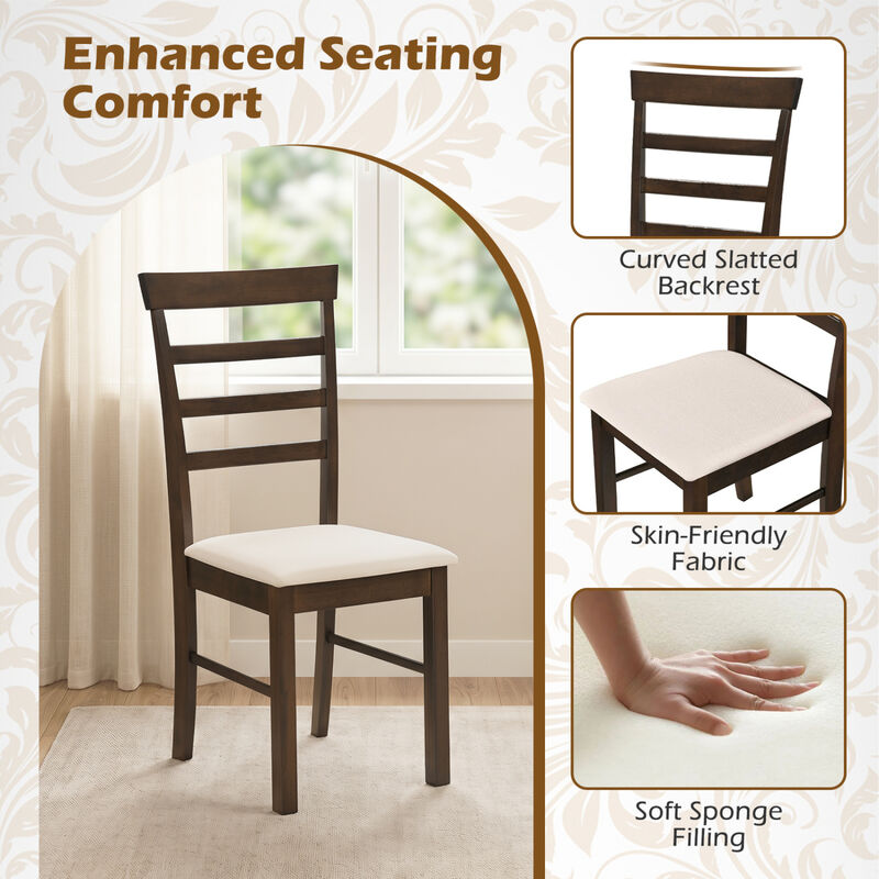 Modern 5 Piece Dining Table Set with Cushioned Chairs for Kitchen and Dining Room-Brown image number 3