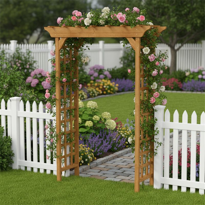 Wooden Arbor, Wedding Arch, Wood Trellis for Plant Climbing, Christmas Decor Pergola image number 1