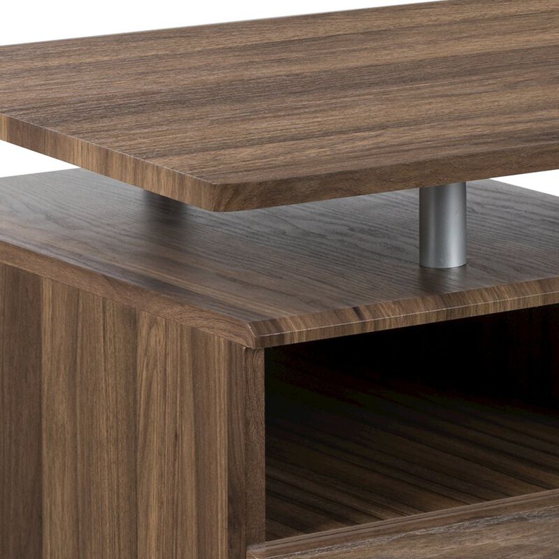 Flash Furniture Rustic Walnut Desk with Three Drawer Pedestal and Pull-Out Keyboard Tray image number 9