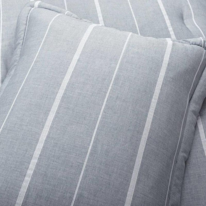 Hivvago King/California King Blue Grey Off-White Stripe 3-Piece Comforter Set