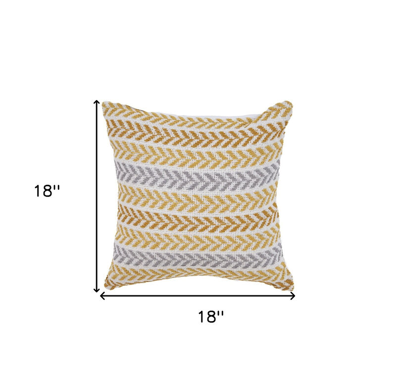 Textured Chevron Cotton Zippered Pillow &ndash; Decorative Accent Cushion for Living Room or Bedroom