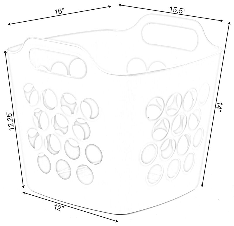 Flexible Plastic Carry Laundry Basket Holder Square Storage Hamper with Side Handles, Purple