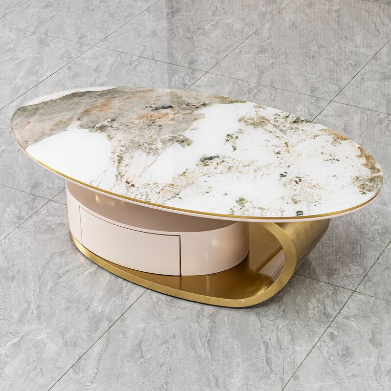 Nopfal Temptered Glass Oval Coffee Table image number 4