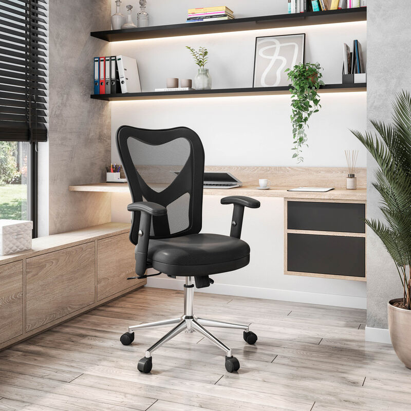 Streamdale High Back Mesh Office Chair With Chrome Base, Black image number 1