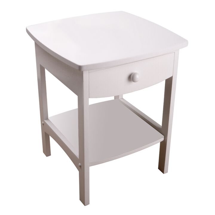 Winsome Trading Inc Claire Curved Accent Table, Nightstand, White