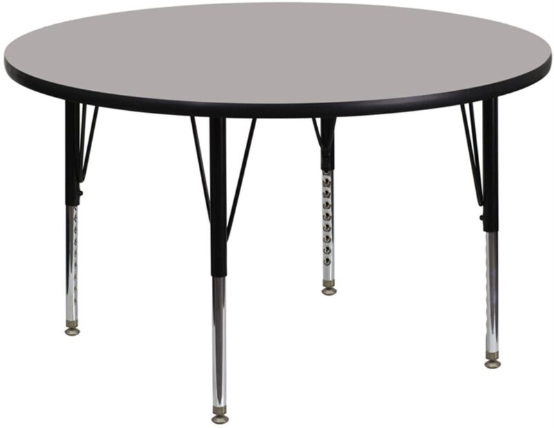 Flash Furniture Wren 48'' Round Grey HP Laminate Activity Table - Height Adjustable Short Legs
