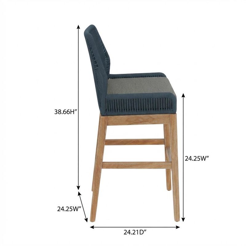 Teak, Rope Outdoor Counter Stool, Weather-Resistant Material, Patio Use image number 3