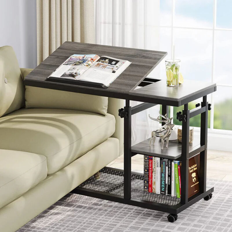C Table with Adjustable Height, Mobile Craft Table and Tiltable Drawing Board image number 1