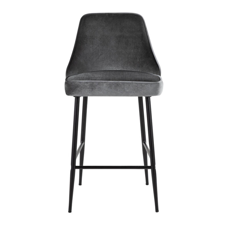 Lumisource Marcel Contemporary Counter Stool in Black Metal, Velvet - Set of 2 image number 1