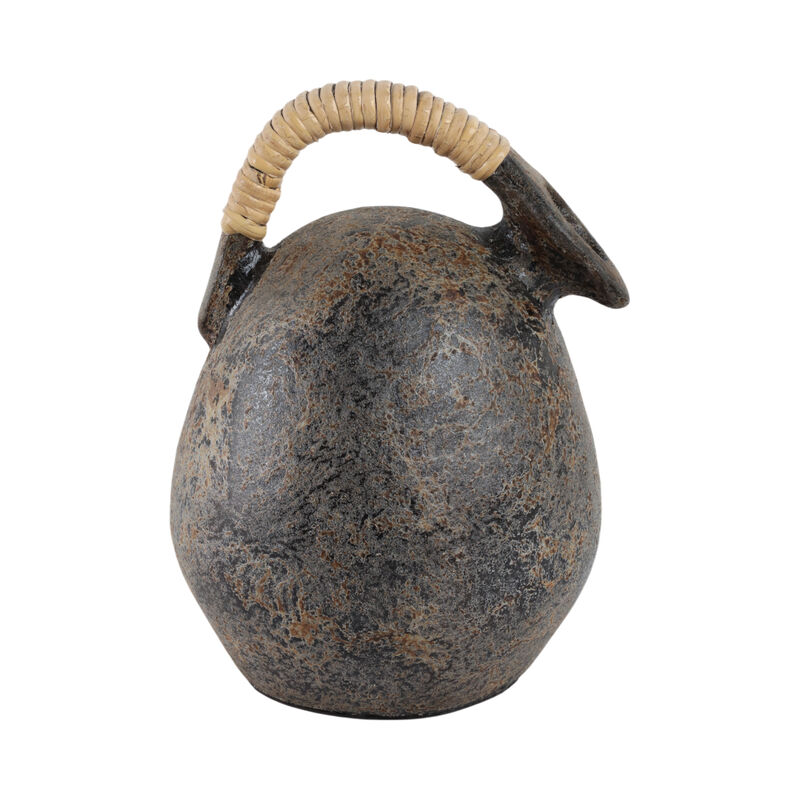 12" Terracotta Jug Vase, Gray image number 0
