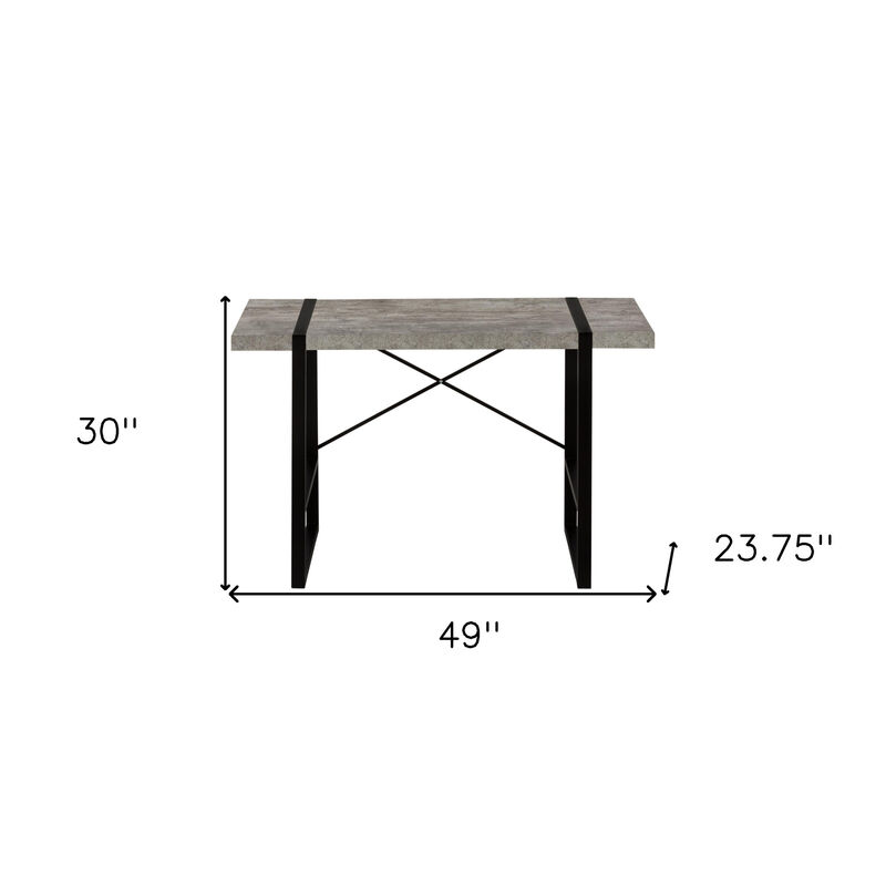 HomeRoots 49" Gray and Black Computer Desk image number 6