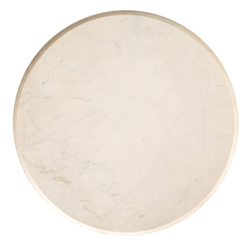 Round Mango Wood Fluted Side Table with Marble Top image number 2