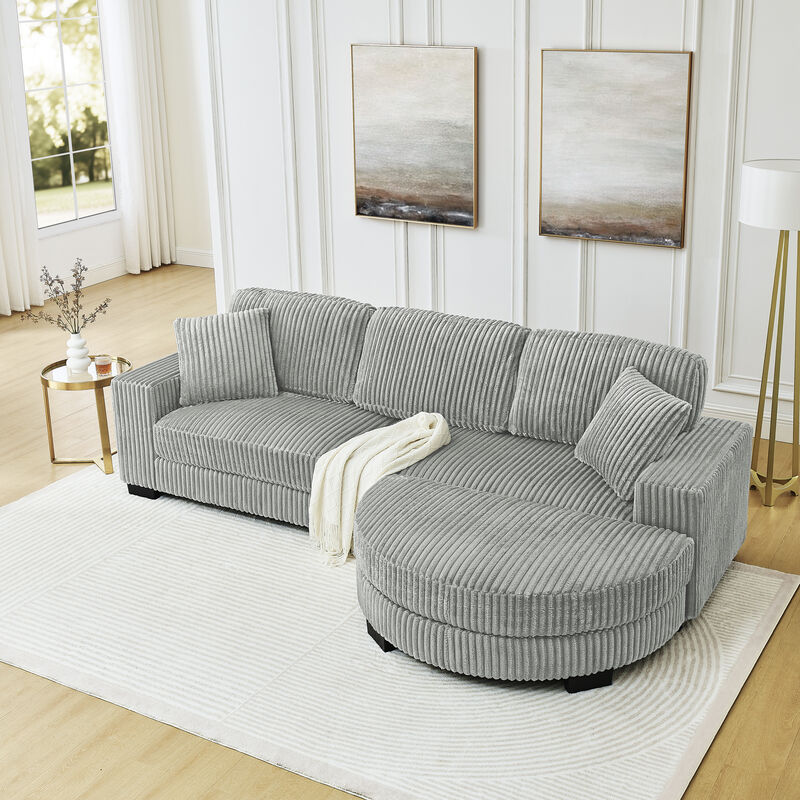 Merax Convertible Loveseat Sofa Bed with Arc Footstool image number 4