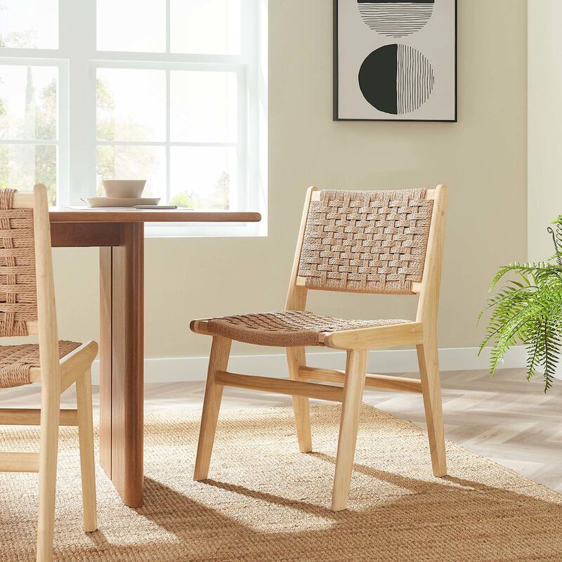 Saoirse Woven Rope Wood Dining Side Chair Set of 2 image number 9