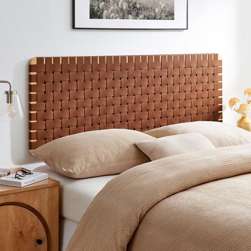 Sparta Weave Wall-Mount Vegan Leather Queen Headboard image number 1