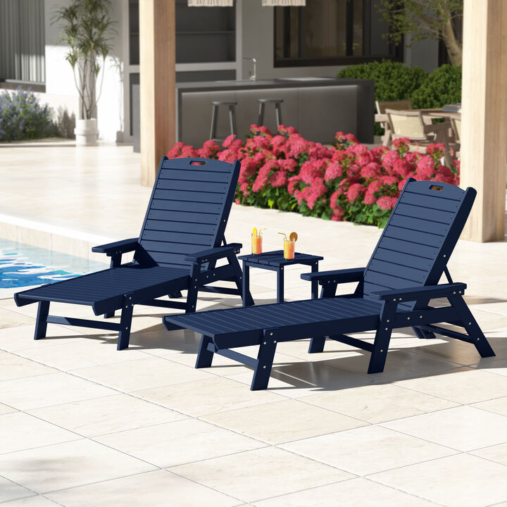 WestinTrends Poly Reclining Chaise Lounge Set With Table