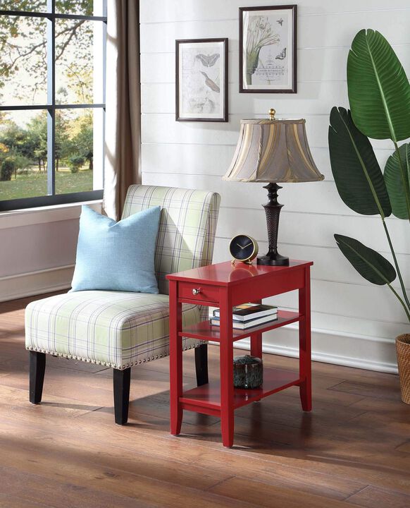 Convenience Concepts American Heritage Chairside End Table with Drawer 23.5"" - Classic Living Room Table with Storage Shelf, Be